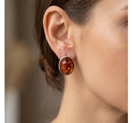 Серьги серебряные с янтарём (880ся)
