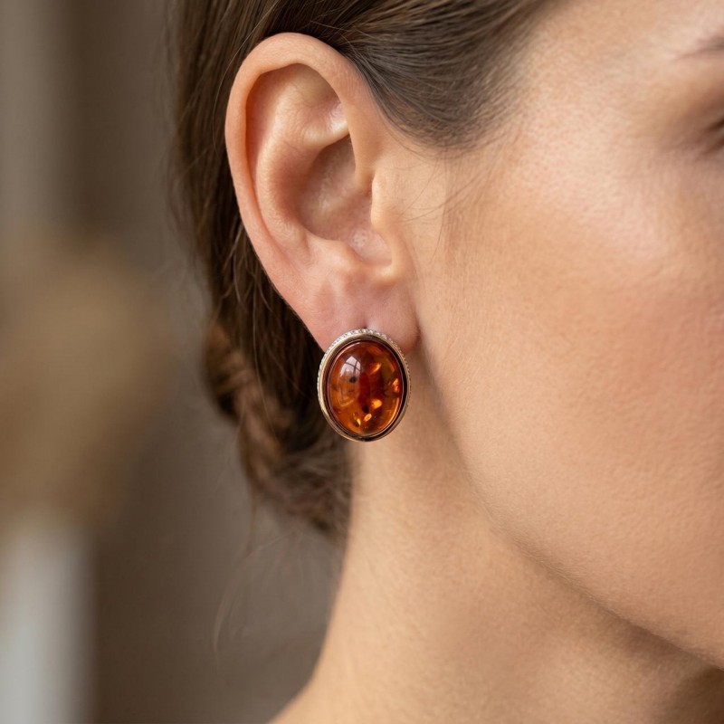 Серьги серебряные с янтарём (880ся)