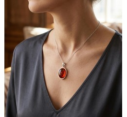 Подвес серебряный с золотом и янтарём (880пя)