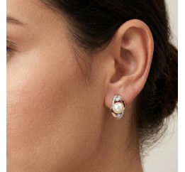 Серьги серебряные с золотом и жемчугом (785сж)