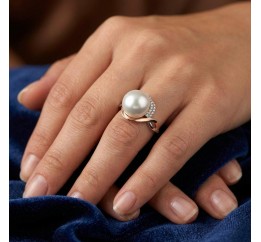 Кольцо серебряное с золотом и жемчугом (682кж)