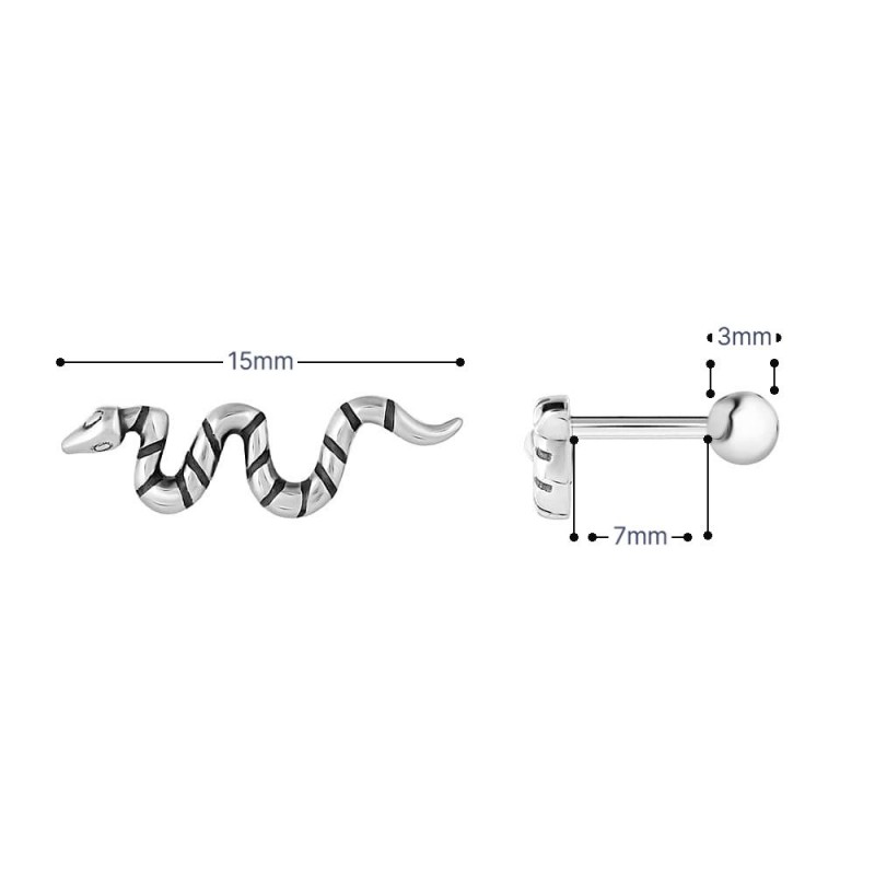Серьги серебряные для пирсинга ушей (40075д)