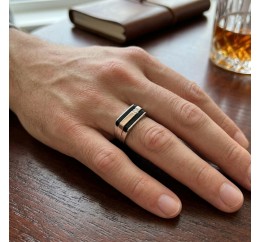 Печатка серебряная с золотом и ониксом (233п)