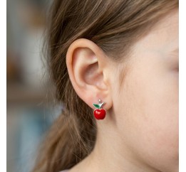 Серьги серебряные детские Яблочки (520991зк)