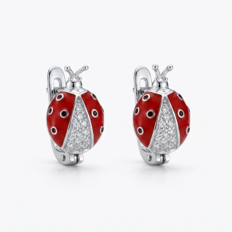 Серьги серебряные детские Божьи коровки (9520370кб)