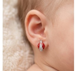 Серьги серебряные детские Божьи коровки (9520370кб)