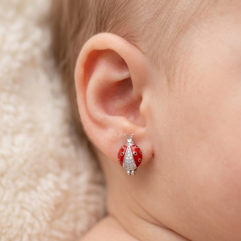 Серьги серебряные детские Божьи коровки (9520370кб)