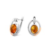 Серьги серебряные с золотом и янтарём (969ся)