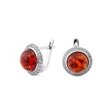 Серьги серебряные с янтарём (870ся)