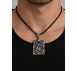 Ладанка серебряная двухсторонняя Николай Чудотворец (358п)