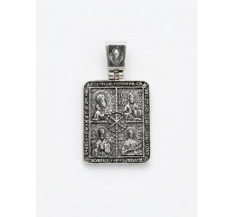 Ладанка серебряная двухсторонняя Хризма (1153п)