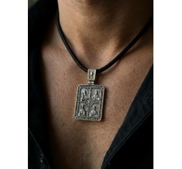 Ладанка серебряная двухсторонняя Хризма (1153п)