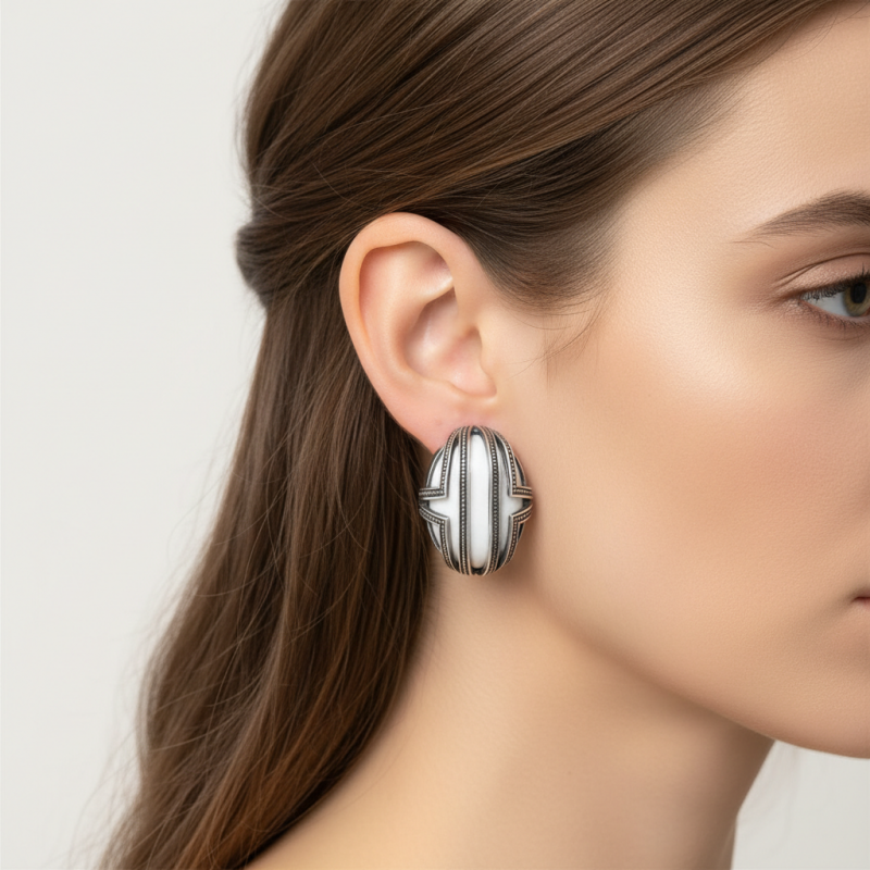 Серьги серебряные с кахолонгом Консул (2332 ках)