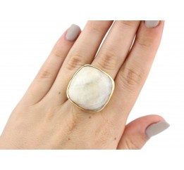Кольцо серебряное с позолотой и лунным камнем (55 5778)
