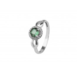 Кольцо серебряное с зелёным кварцем Луша 1078/1р з кварц , 17.5 размер, 17.5 размер, 17.5 размер