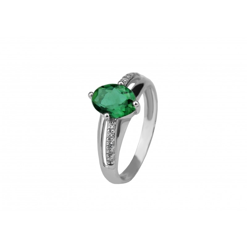 Кольцо серебряное с зелёным кварцем и цирконием Наваждение 1252/1р з кварц , 19 размер