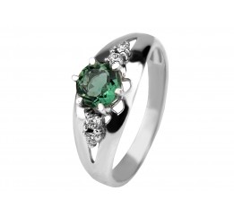 Кольцо серебряное с зелёным кварцем и цирконием Ассида 1278/1р з кварц , 18.5 размер, 18.5 размер, 18.5 размер