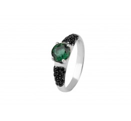 Кольцо серебряное с зелёным кварцем Арт- Деко 1384/1р з кварц , 17 размер, 17 размер, 17 размер