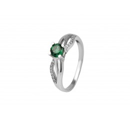 Кольцо серебряное с зелёным кварцем и цирконием Стеша 1846/9р з кварц , 18 размер, 18 размер, 18 размер