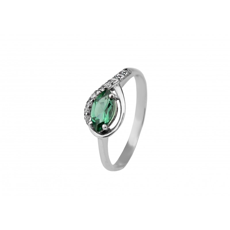 Кольцо серебряное с зелёным кварцем Дорис 1968/9р з кварц , 18 размер