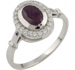 Серебряное кольцо SilverBreeze с натуральным рубином (1087992) 17.5 размер