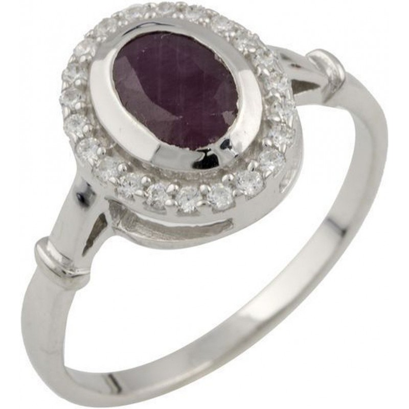 Серебряное кольцо SilverBreeze с натуральным рубином (1087992) 17 размер
