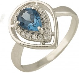Серебряное кольцо SilverBreeze с натуральным топазом Лондон Блю (1227534) 18 размер