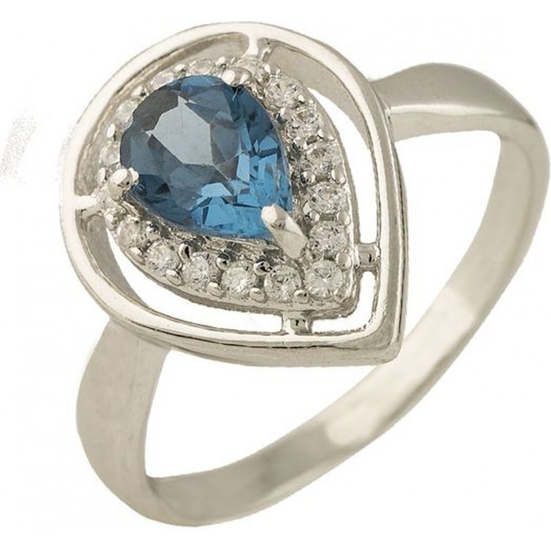 Серебряное кольцо SilverBreeze с натуральным топазом Лондон Блю 1227534 18 размер, 18 размер, 18 размер, 18 размер