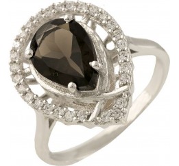 Серебряное кольцо SilverBreeze с натуральным раухтопазом димчатим кварцем 1232545 17 размер, 17 размер, 17 размер, 17 размер