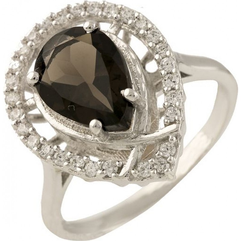 Серебряное кольцо SilverBreeze с натуральным раухтопазом (димчатим кварцем) (1232545) 17 размер