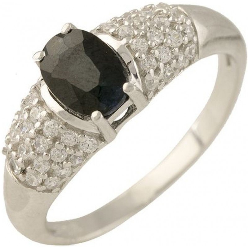 Серебряное кольцо SilverBreeze с натуральным сапфиром (1238219) 17.5 размер