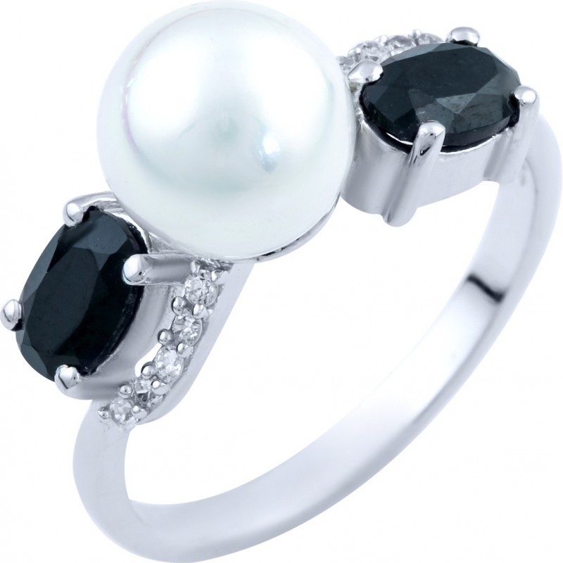 Серебряное кольцо SilverBreeze с натуральным , сапфиром (1823996) 17 размер