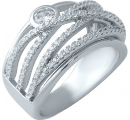 Серебряное кольцо SilverBreeze с фианитами (1905999) 17 размер