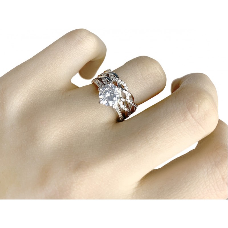 Серебряное кольцо SilverBreeze с фианитами 1925416 17.5 размер, 17.5 размер, 17.5 размер, 17.5 размер
