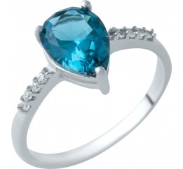 Серебряное кольцо SilverBreeze с натуральным топазом Лондон Блю 1929575 17 размер, 17 размер, 17 размер, 17 размер