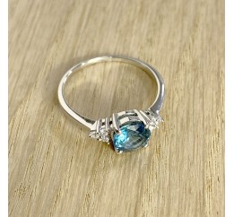 Серебряное кольцо SilverBreeze с натуральным топазом Лондон Блю (1074220) 18.5 размер