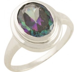 Серебряное кольцо SilverBreeze с натуральным мистик топазом (0868615) 18 размер