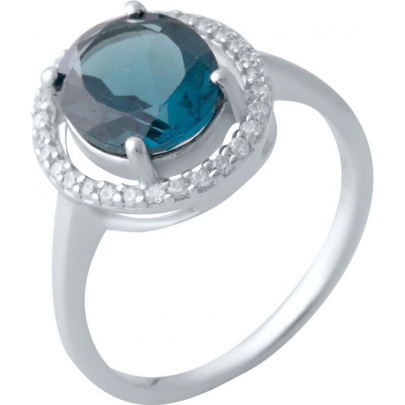 Серебряное кольцо SilverBreeze с натуральным топазом Лондон Блю 2020196 17 размер, 17 размер, 17 размер, 17 размер