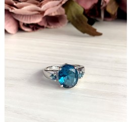 Серебряное кольцо SilverBreeze с натуральным топазом Лондон Блю 1997338 17.5 размер, 17.5 размер, 17.5 размер, 17.5 размер