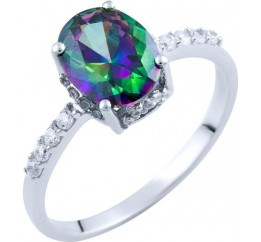 Серебряное кольцо SilverBreeze с натуральным мистик топазом 1734339 18 размер, 18 размер, 18 размер, 18 размер