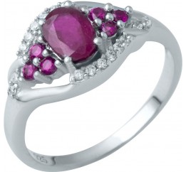 Серебряное кольцо SilverBreeze с натуральным рубином 1947005 17 размер, 17 размер, 17 размер, 17 размер