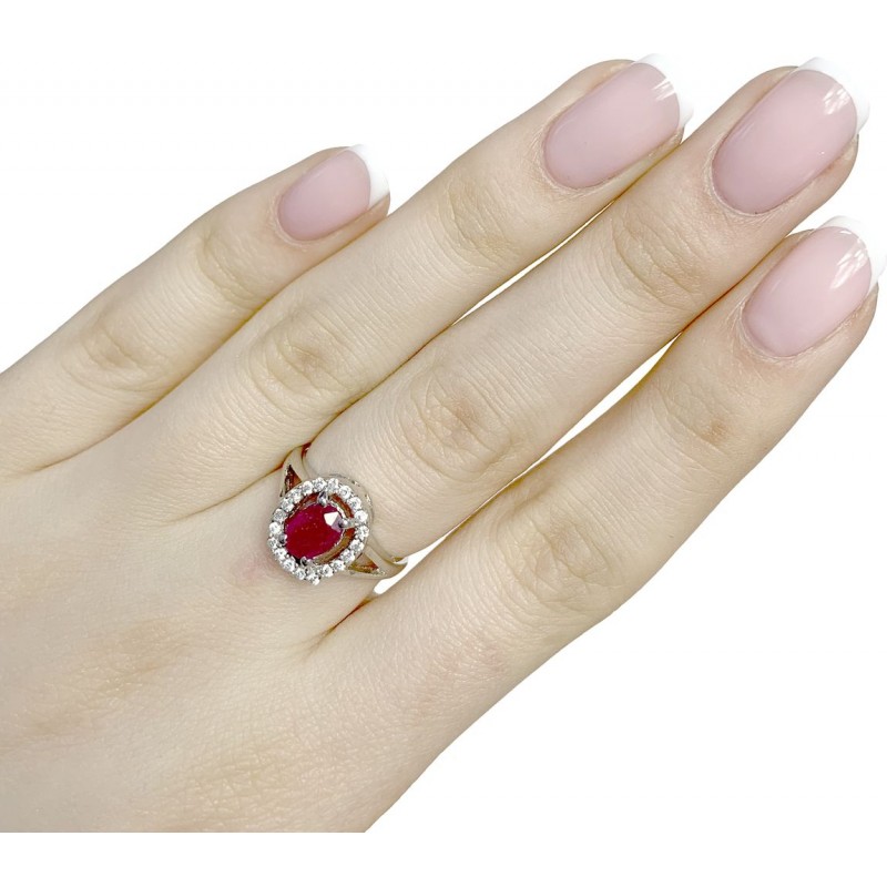 Серебряное кольцо SilverBreeze с натуральным рубином 1728277 16 размер, 16 размер, 16 размер, 16 размер