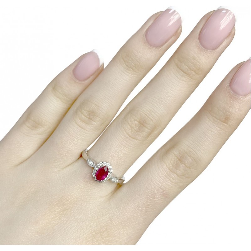 Серебряное кольцо SilverBreeze с натуральным рубином (1972724) 17.5 размер