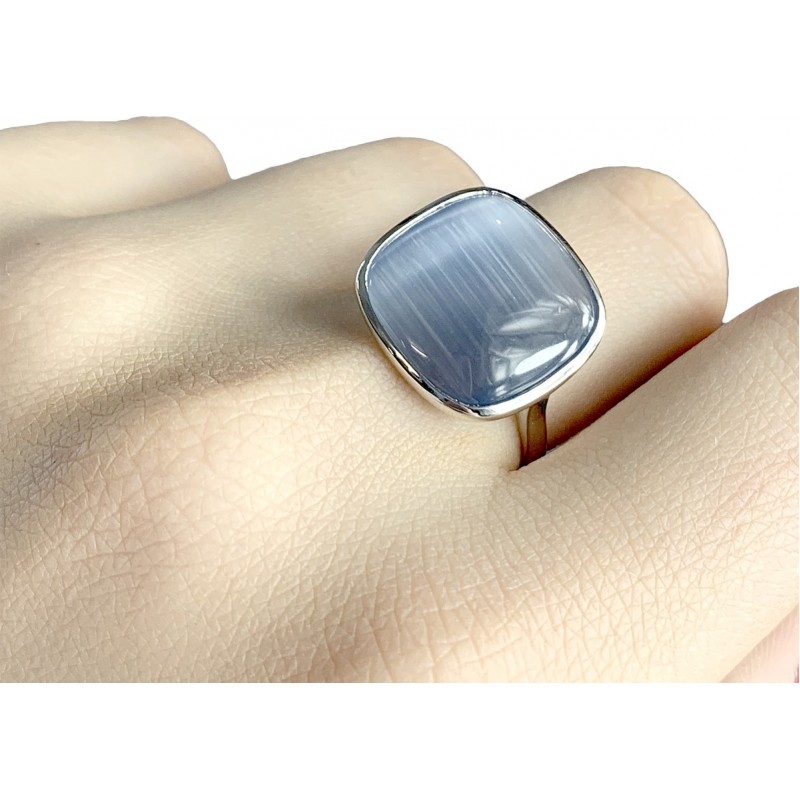 Серебряное кольцо SilverBreeze с кошачим глазом (1975282) 17 размер