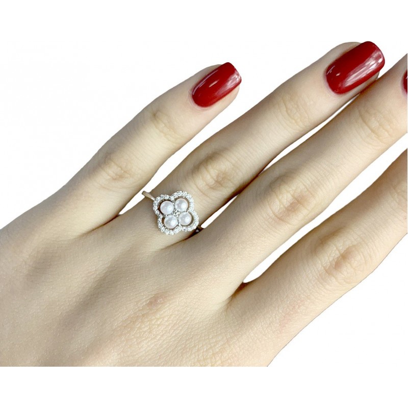 Серебряное кольцо SilverBreeze с натуральным перламутром (1980286) 17 размер