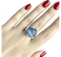 Серебряное кольцо SilverBreeze с кошачим глазом 1984550 17.5 размер, 17.5 размер, 17.5 размер, 17.5 размер