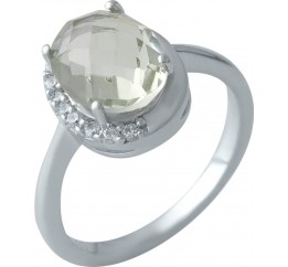 Серебряное кольцо SilverBreeze с натуральным зеленим аметистом 1995242 17 размер, 17 размер, 17 размер, 17 размер