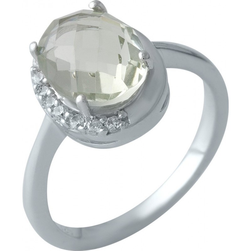 Серебряное кольцо SilverBreeze с натуральным зеленим аметистом (1995242) 17 размер