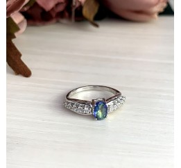 Серебряное кольцо SilverBreeze с натуральным мистик топазом 2013839 17.5 размер, 17.5 размер, 17.5 размер, 17.5 размер