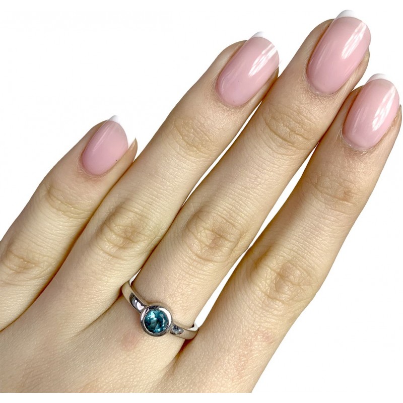 Серебряное кольцо SilverBreeze с натуральным топазом Лондон Блю 1194935 17.5 размер, 17.5 размер, 17.5 размер, 17.5 размер